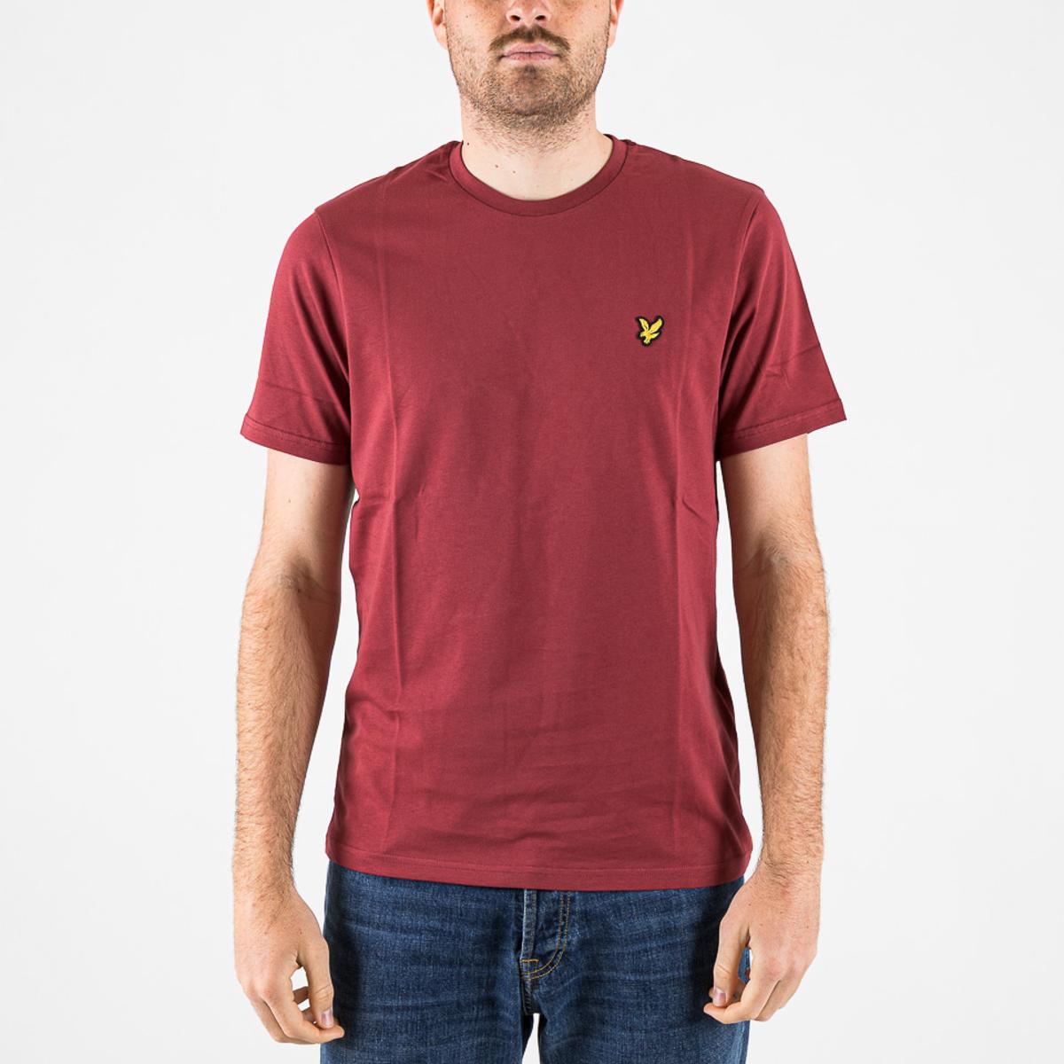 Lyle & Scott T-Shirt in Cotone con Collo Rotondo Oxblood Red